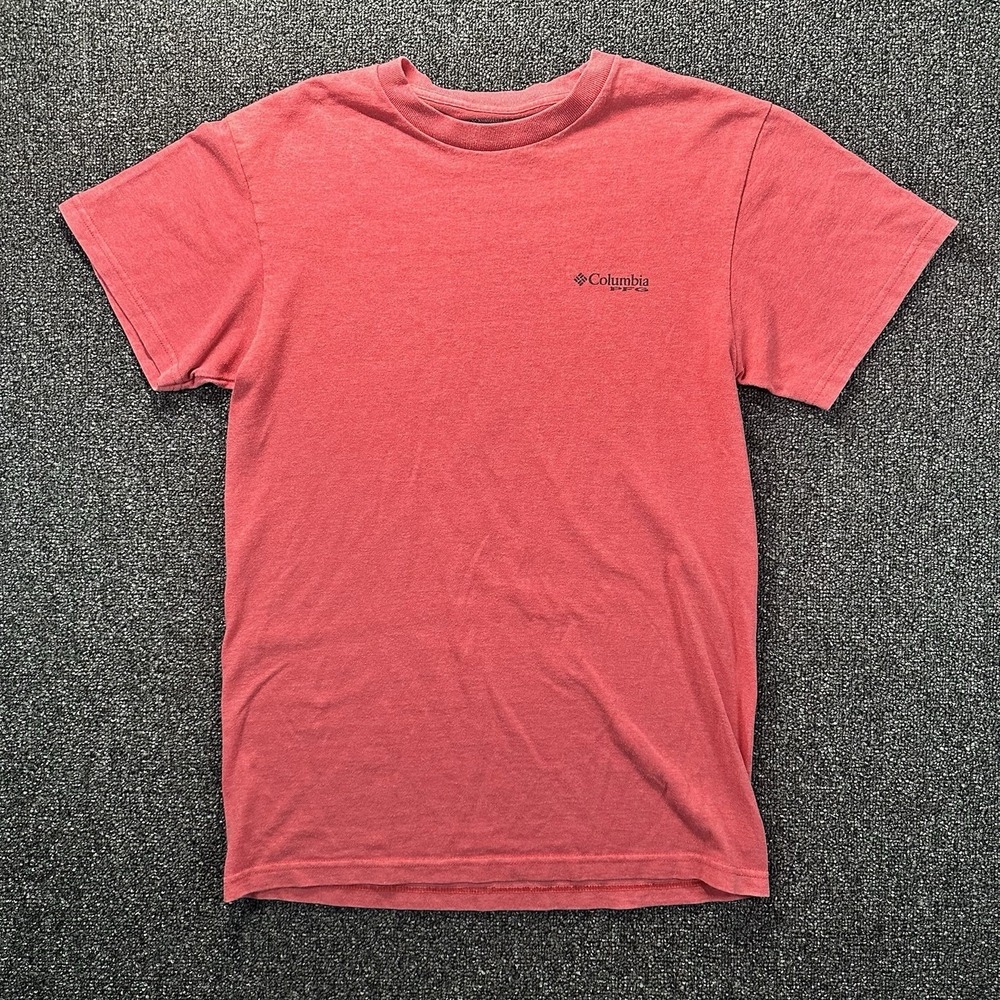Columbia PFG Mens Small Red Marlin Graphic T-Shirt Short Sleeve Fish Print Tee